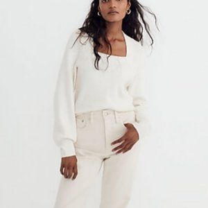 NWT madewell Melwood Square-Neck Pullover Sweater in Coziest Yarn